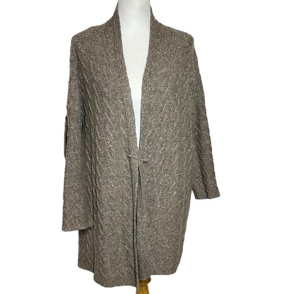 Sweaters - J.JILL Open Front Knit Alpaca Blend Cardigan Safety Pin Closure Sz Petite Large